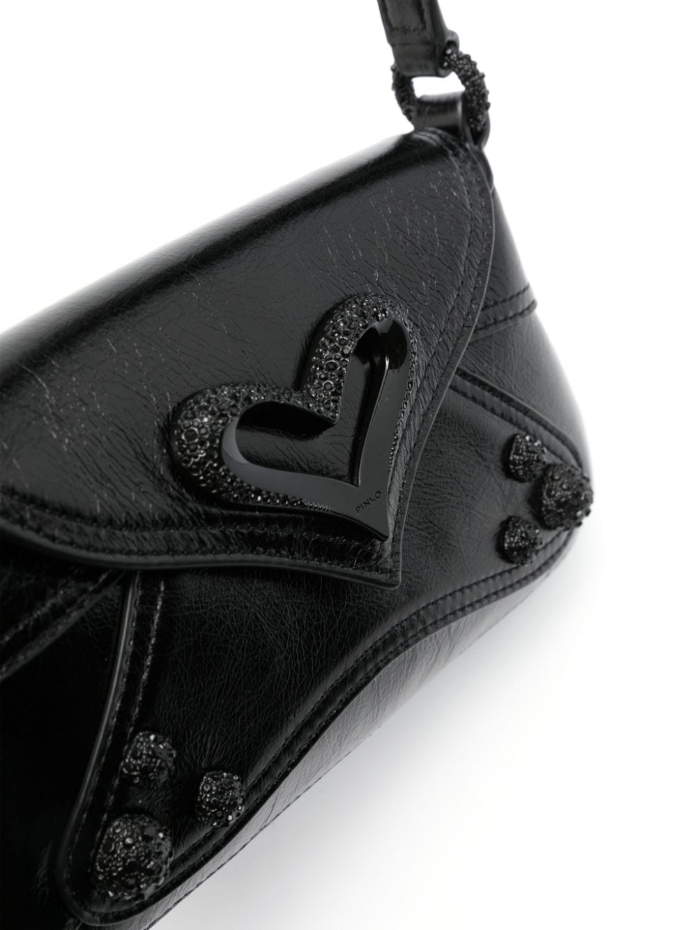 Shop Pinko Baby 520 Leather Shoulder Bag In Black
