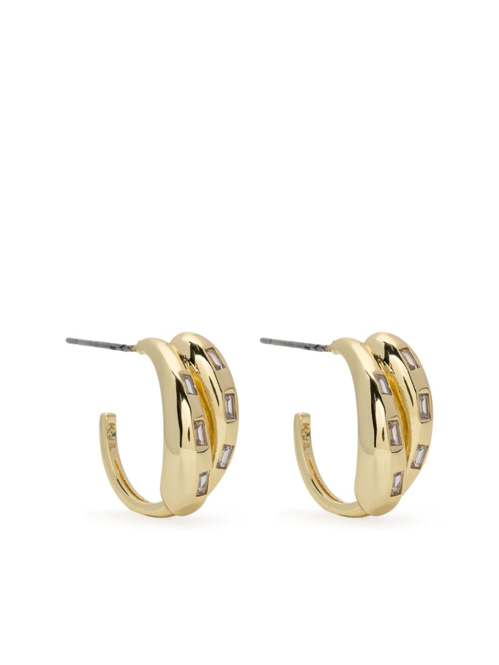 Kenneth Jay Lane Crystal-embellished Hoop Earrings In Gold