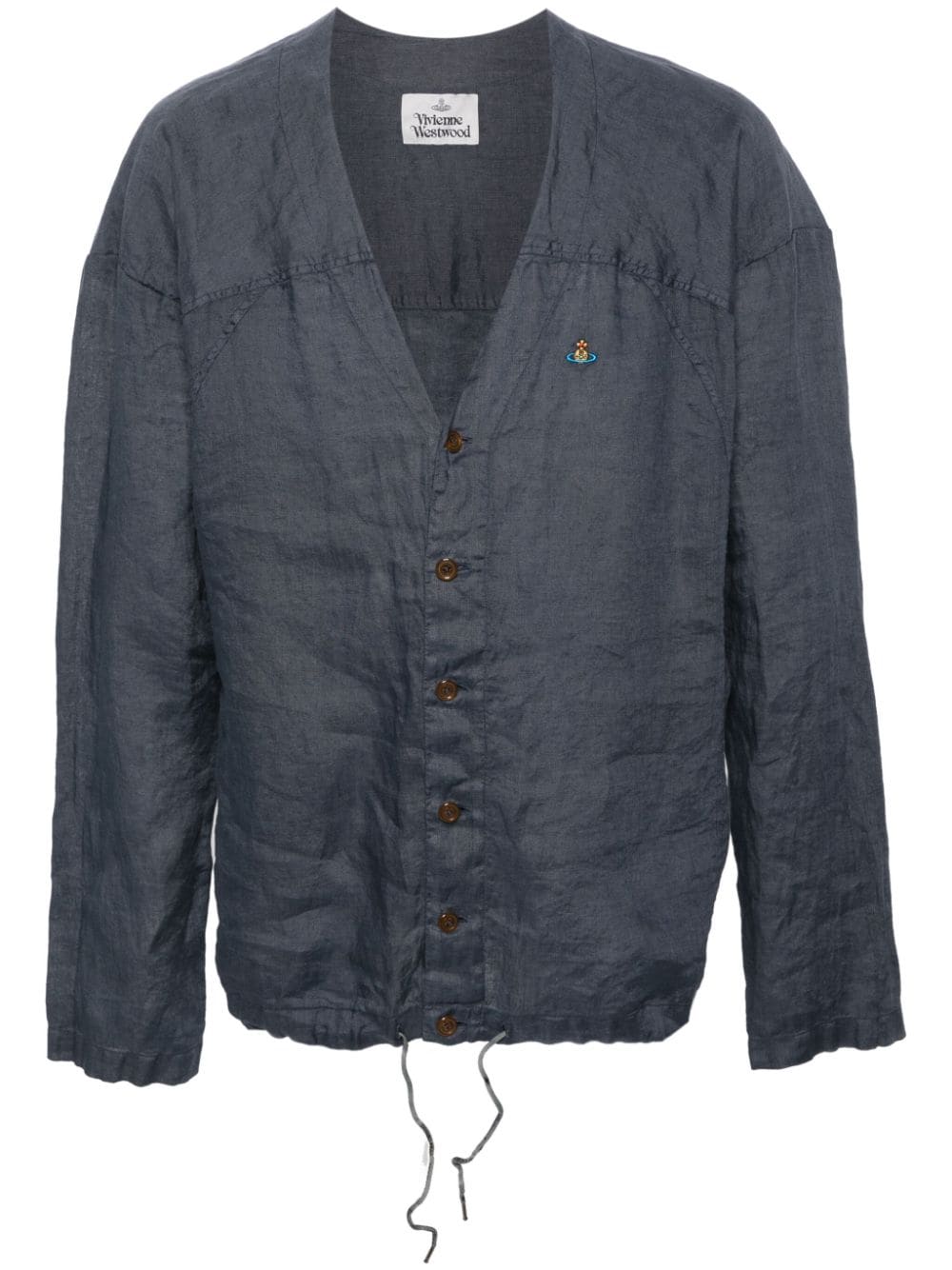 Vivienne Westwood Orb-logo Linen Shirt In Blue