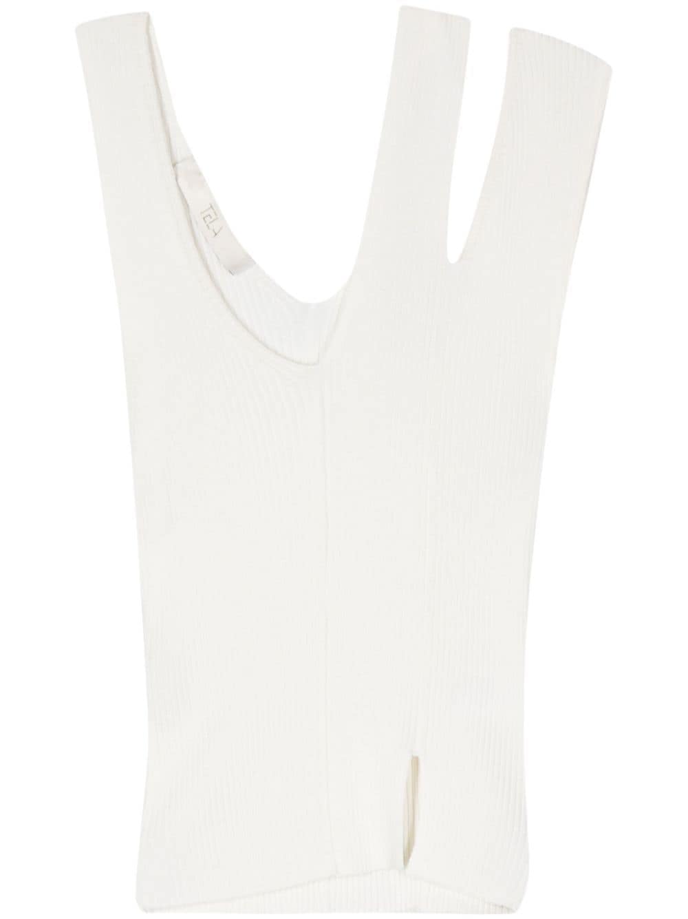 Tela Asymmetric Ribbed-knit Top In White