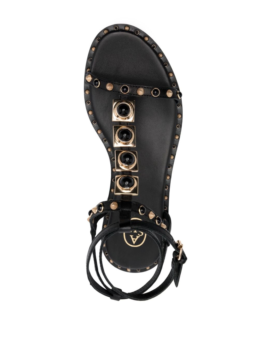 Shop Ash Bead-embellished Leather Sandals In Black