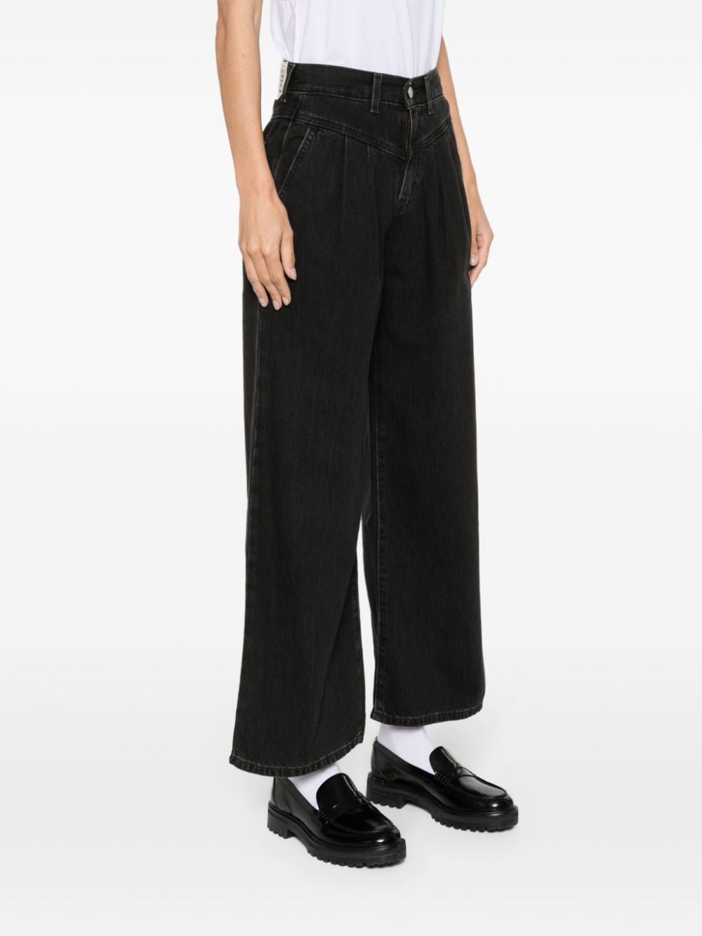 Shop Levi's High-rise Wide-leg Jeans In Black