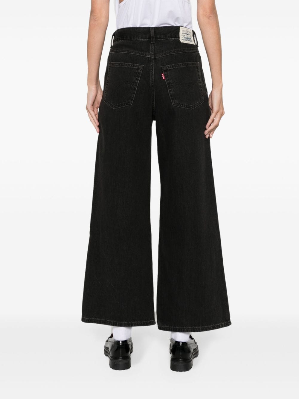 Shop Levi's High-rise Wide-leg Jeans In Black