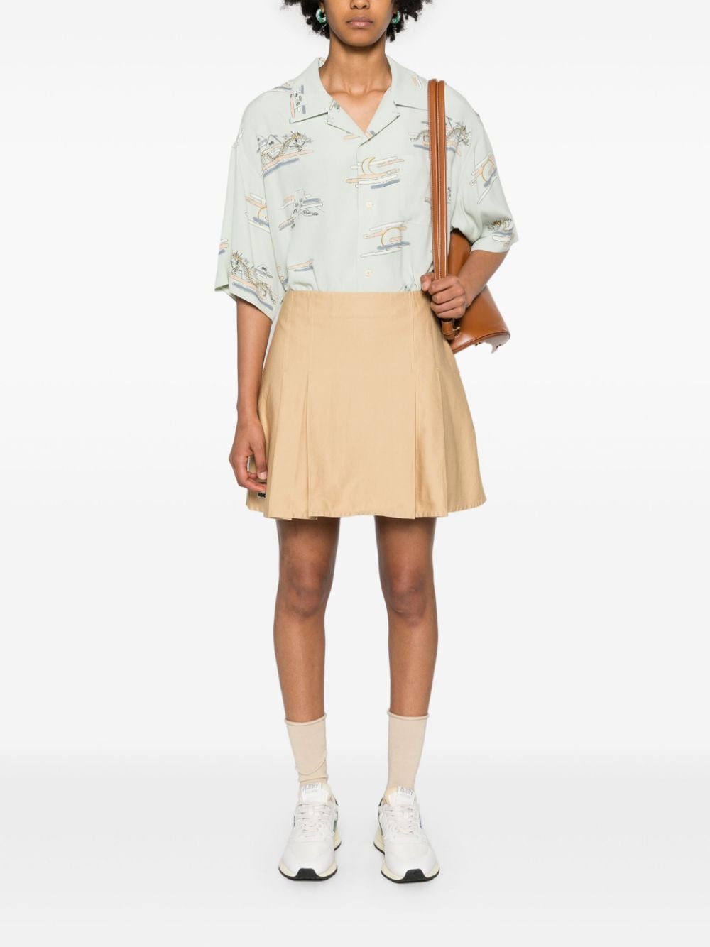 Lacoste pleated twill miniskirt - Beige