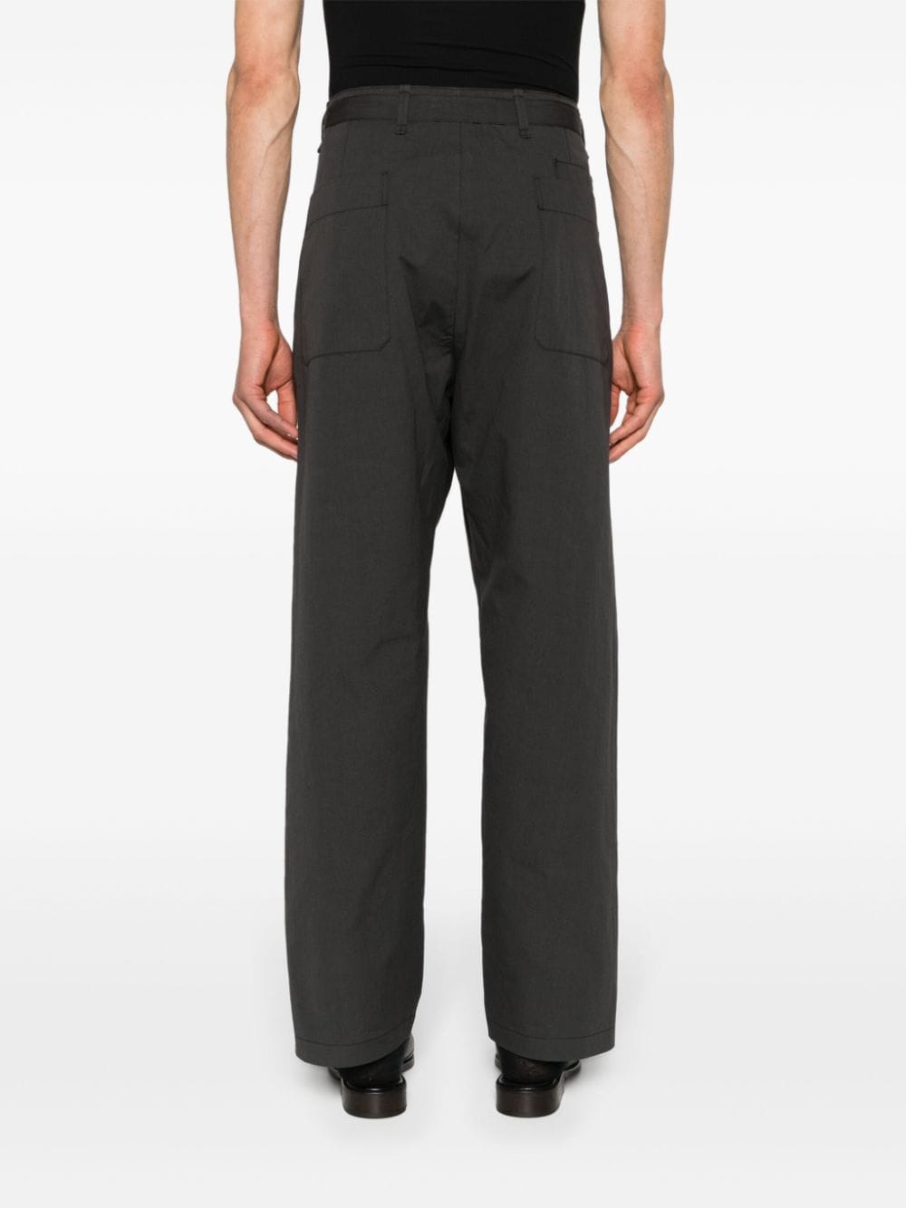 Shop Lemaire Straight-leg Belted Trousers In Grey