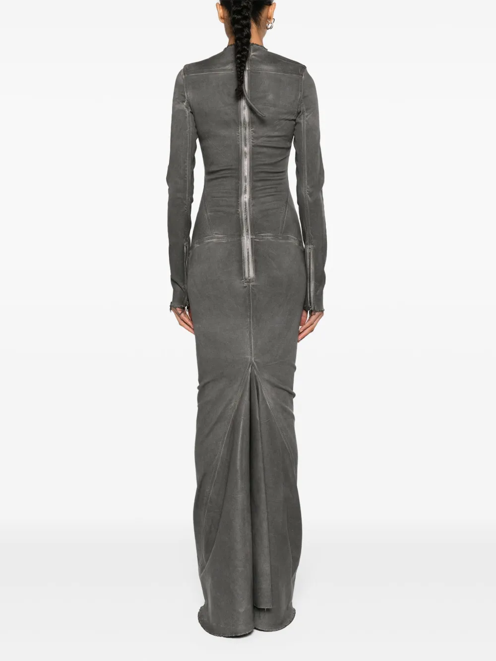 Rick Owens Gray Edfu Al Denim Maxi Dress In Grey