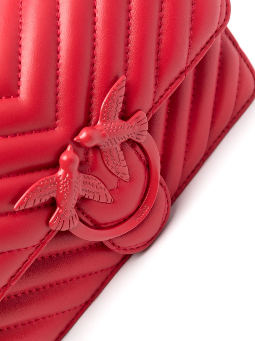 Shop Pinko Love Birds-buckle Shoulder Bag In Red