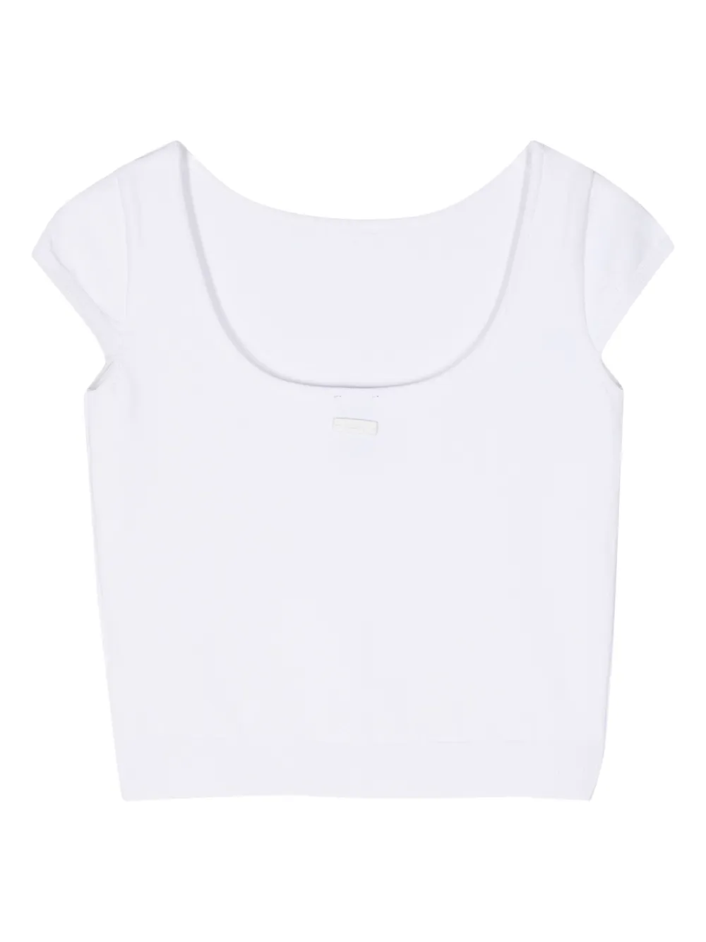 Juun.J logo-appliqué cropped T-shirt - Wit