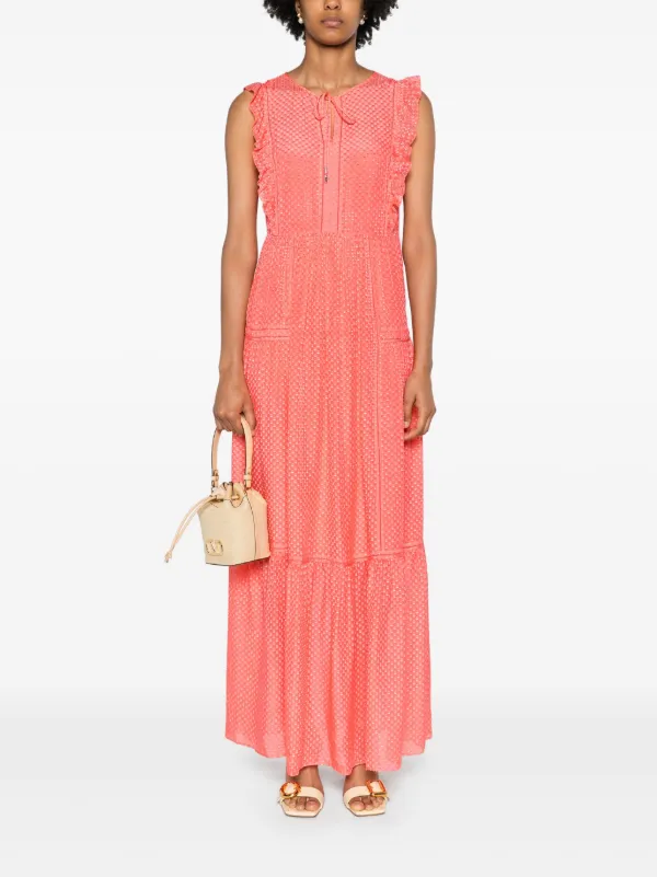 BOSS Tiered Textured Midi Dress | Pink | FARFETCH GE