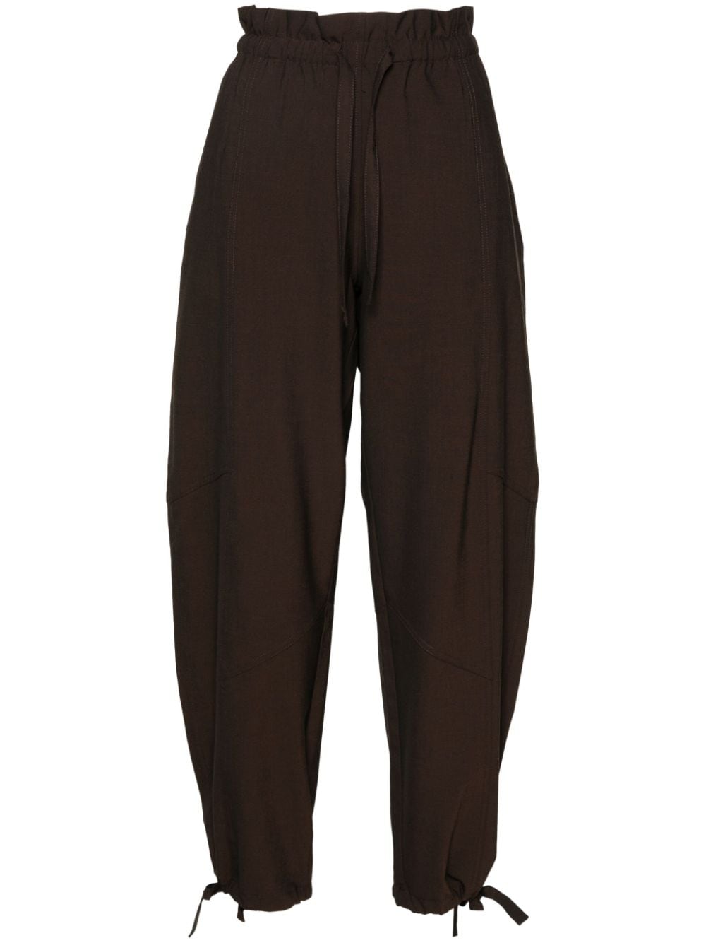 Ganni Elasticated-waistband Trousers In Brown