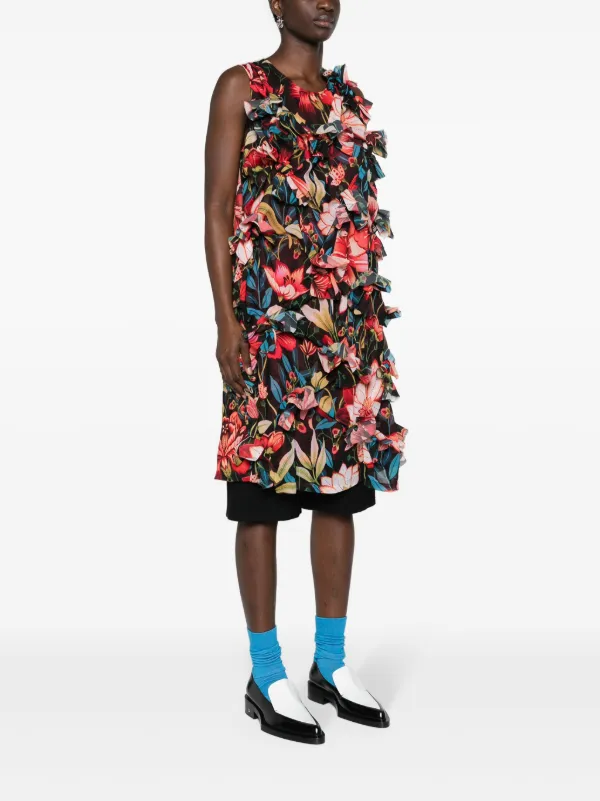 Comme Des Garcons Robe a Appliques Fleurs Rouge FARFETCH MA