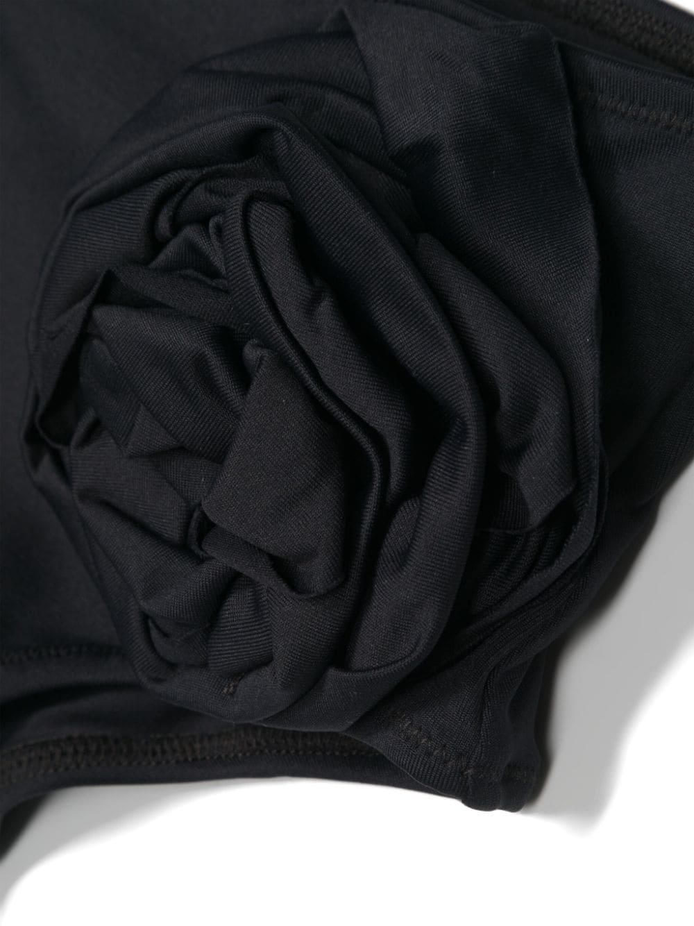 Shop Douuod Floral-appliqué One-shoulder Bikini In Black