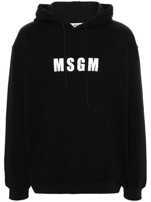 Hoodie en coton à logo imprimé - MSGM - Modalova