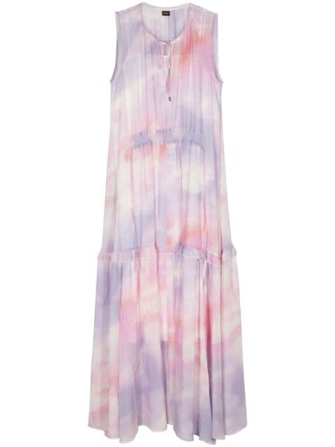 BOSS mellemlang Delong kjole med abstrakt tryk