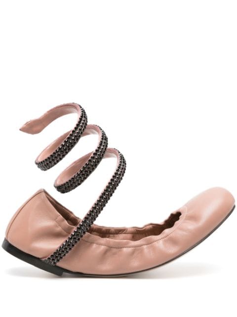 René Caovilla Cleo leather ballerina shoes