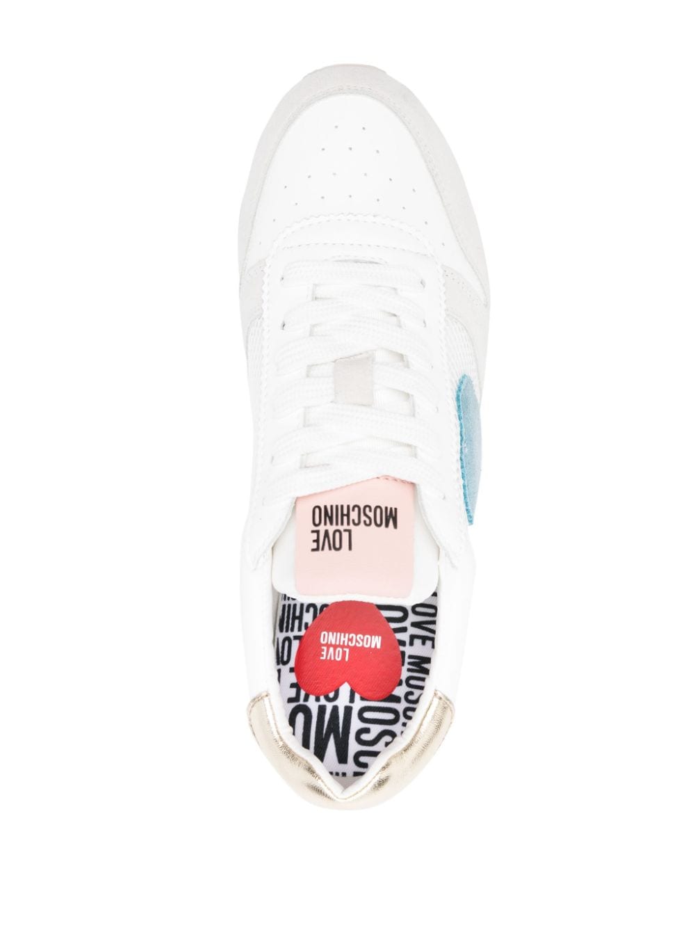 Shop Moschino Logo-patch Panelled Sneakers In White