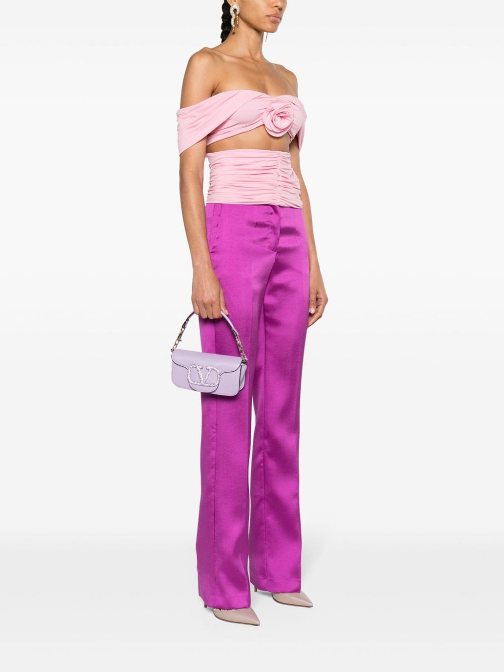 Shop Valentino Locò Leather Shoulder Bag In Purple