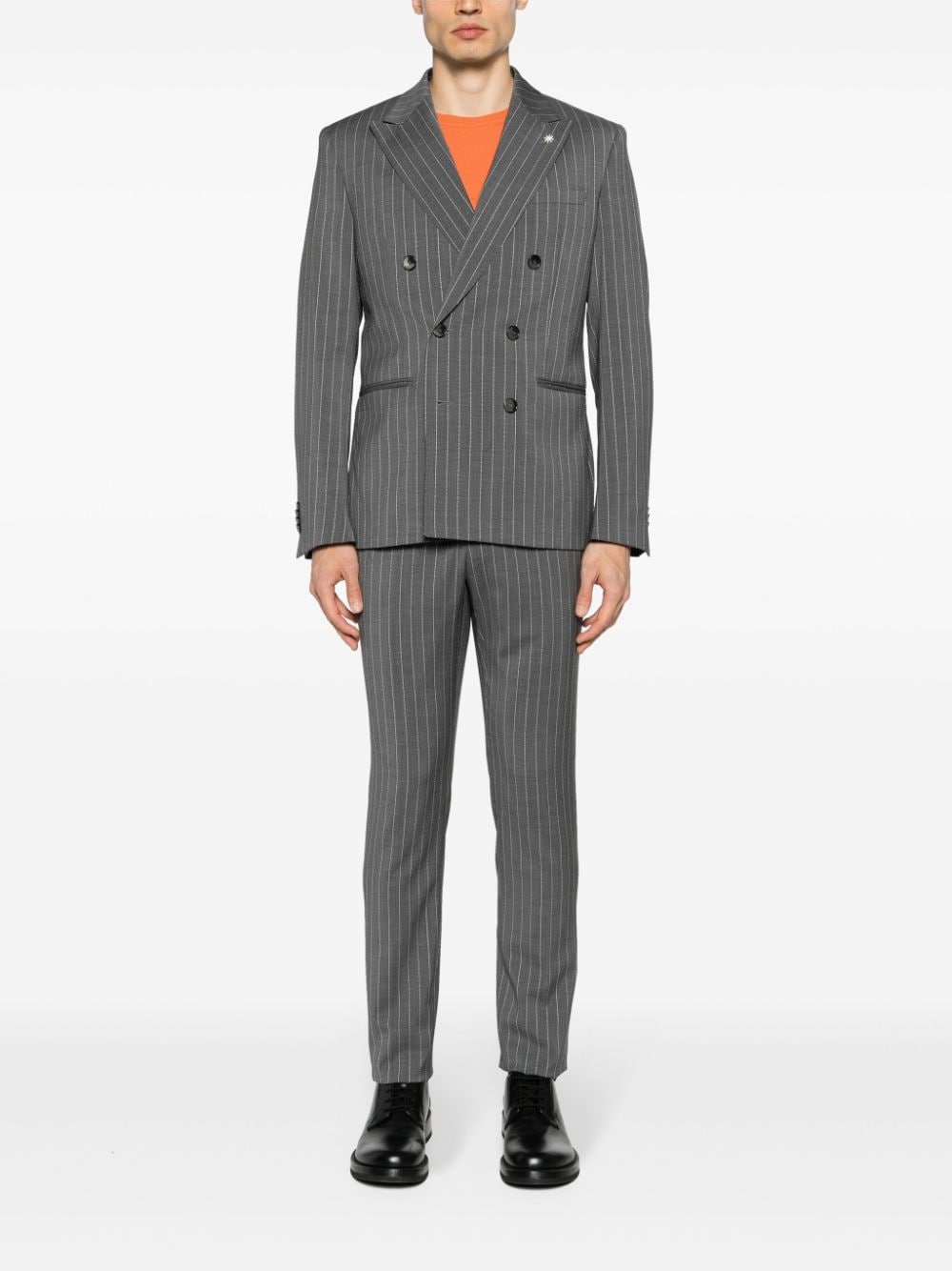 Shop Manuel Ritz Pinstriped Double-breasted Suit In Grau