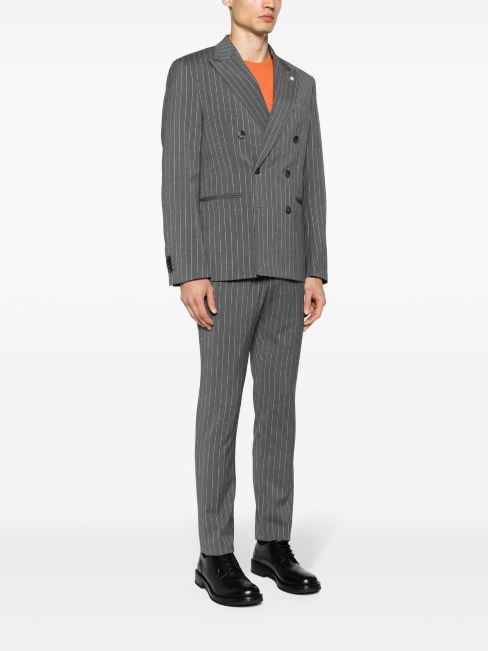 Shop Manuel Ritz Pinstriped Double-breasted Suit In Grau