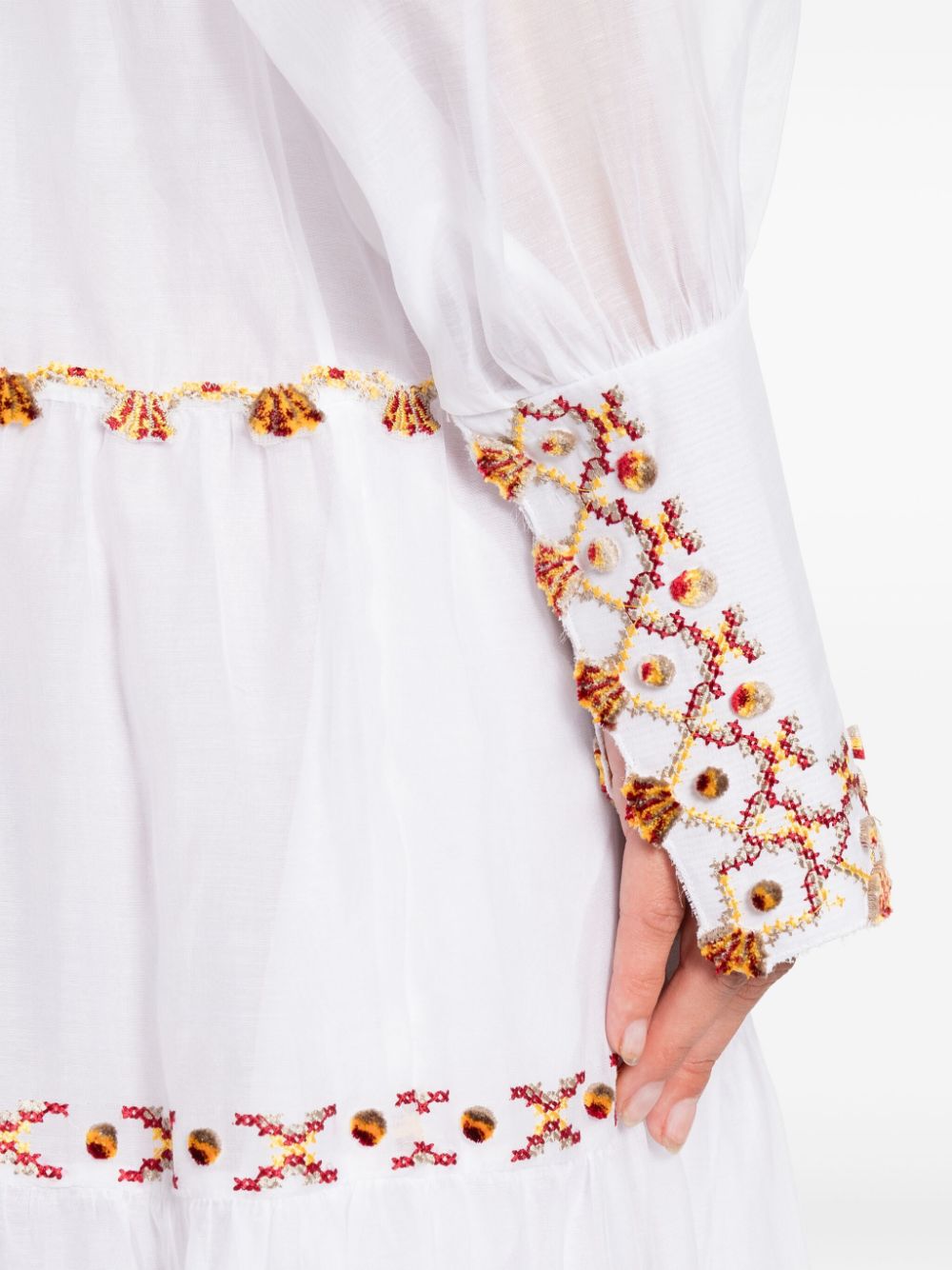 Shop Ermanno Scervino Round-neck Maxi Tiered Dress In White