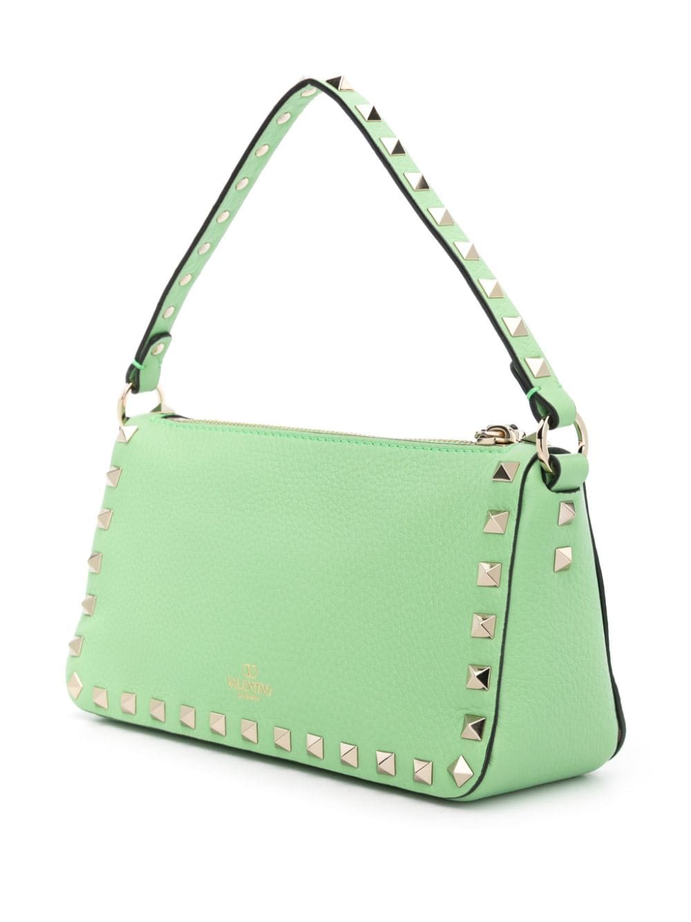 Shop Valentino Small Rockstud Shoulder Bag In Green