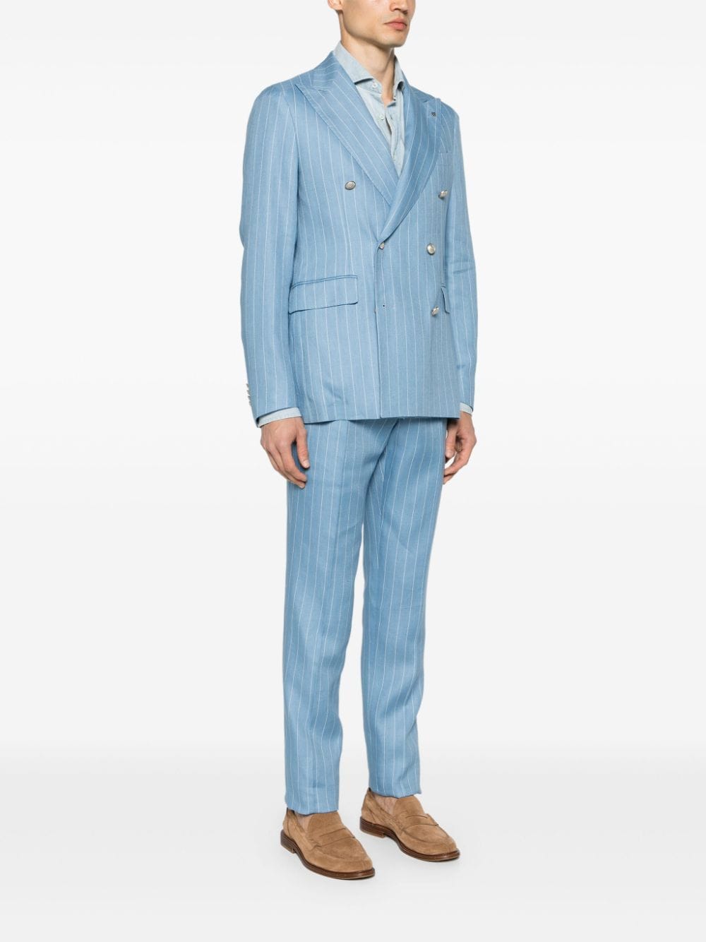 Tagliatore pinstriped double-breasted suit Blauw