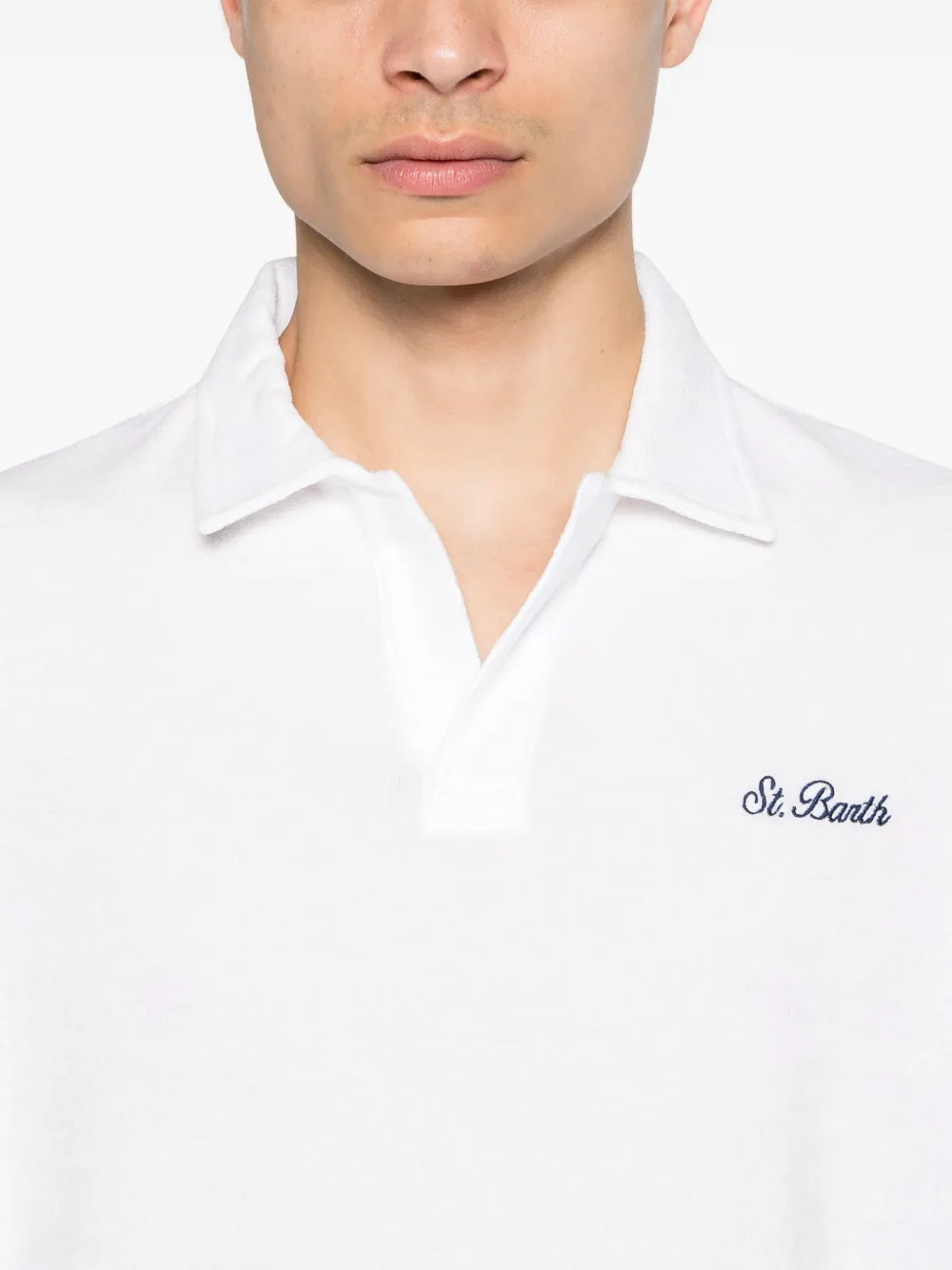 Mc2 Saint Barth Jeremy Terry-cloth Polo Shirt In White