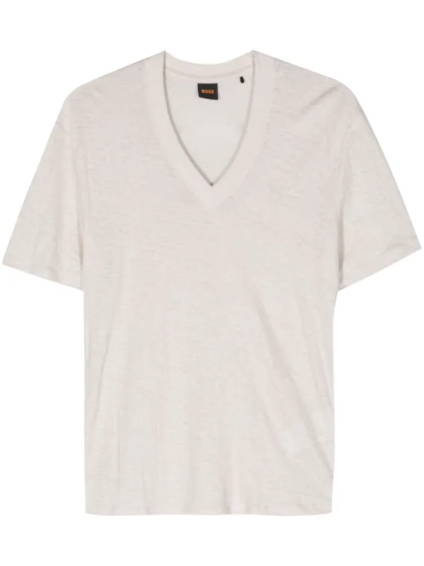 BOSS ロゴ リネンTシャツ | ニュートラル | FARFETCH JP