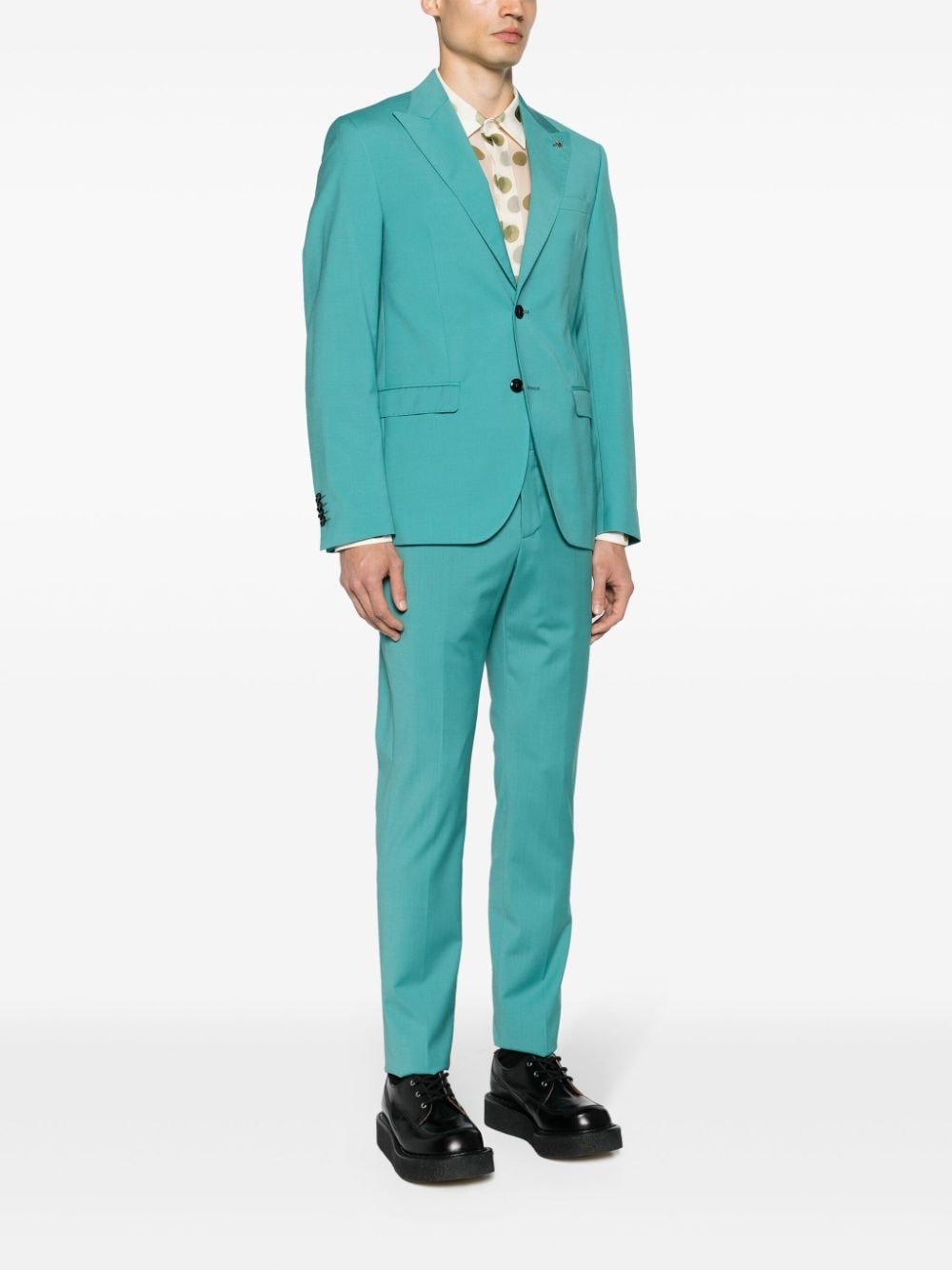 Shop Manuel Ritz Single-breasted Wool Blend Suit In Green