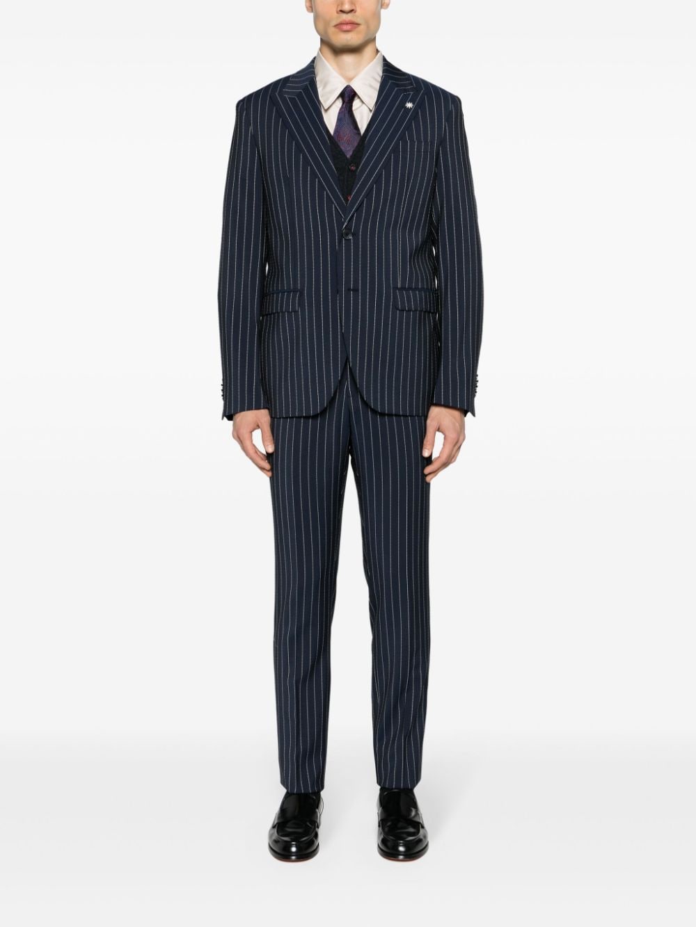 Manuel Ritz pinstripe single-breasted suit - Blauw