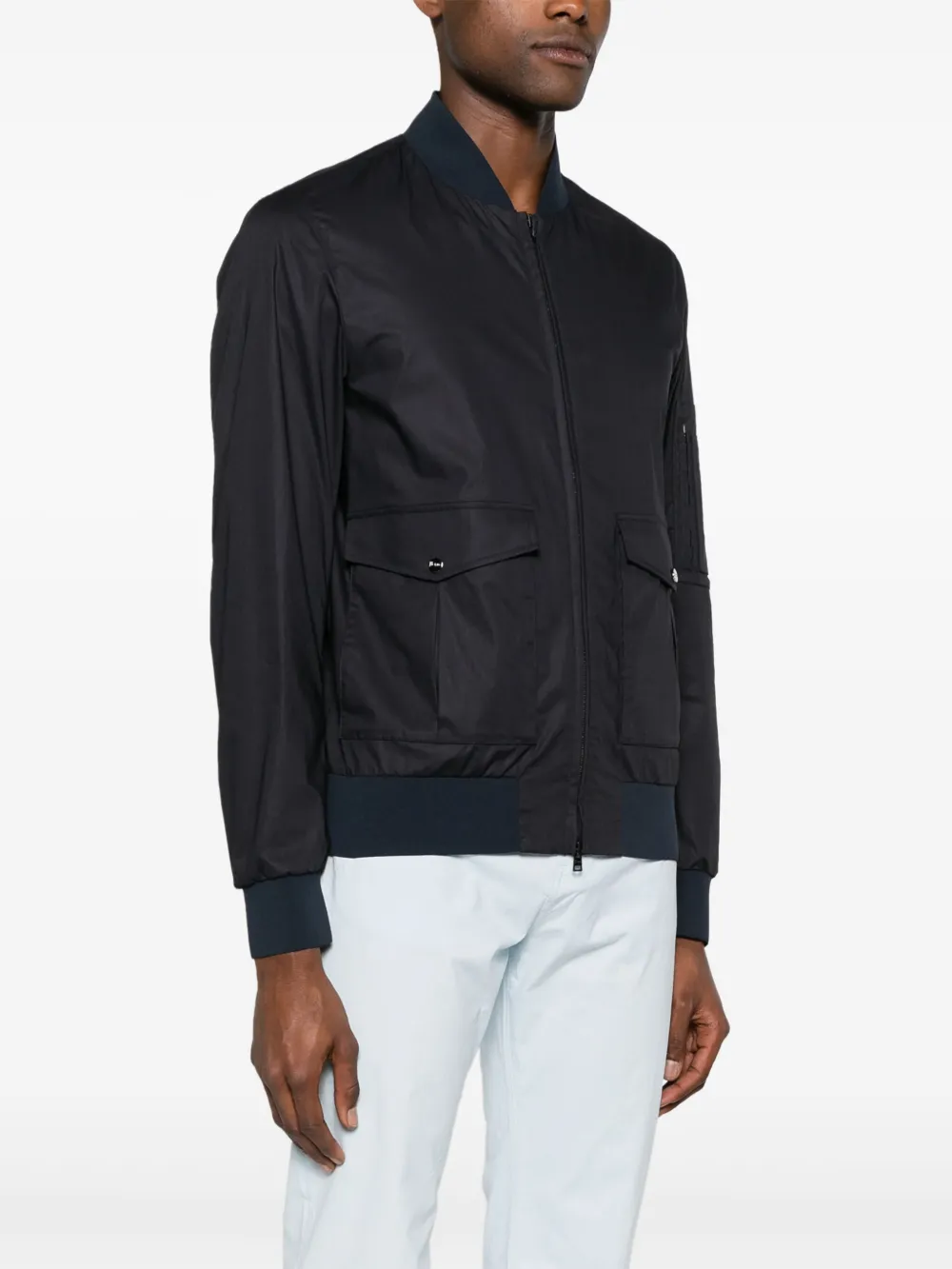 Shop Herno Zip-up Bomber Jacket In Blue