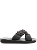 Ancient Greek Sandals Thais straw slides - Black