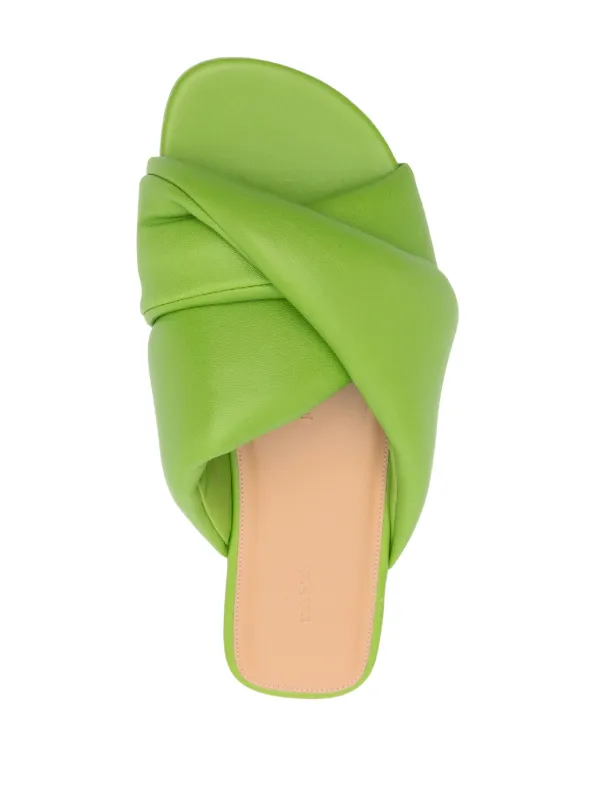 JW Anderson Leather Flat Sandals Green FARFETCH PH