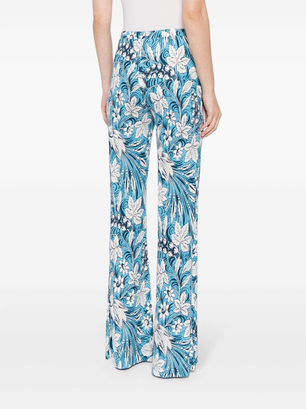 Shop Diane Von Furstenberg Brooklyn Floral-print Flared Trousers In Blue