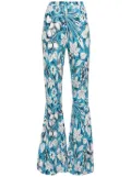 DVF Diane von Furstenberg Brooklyn floral-print flared trousers - Blue