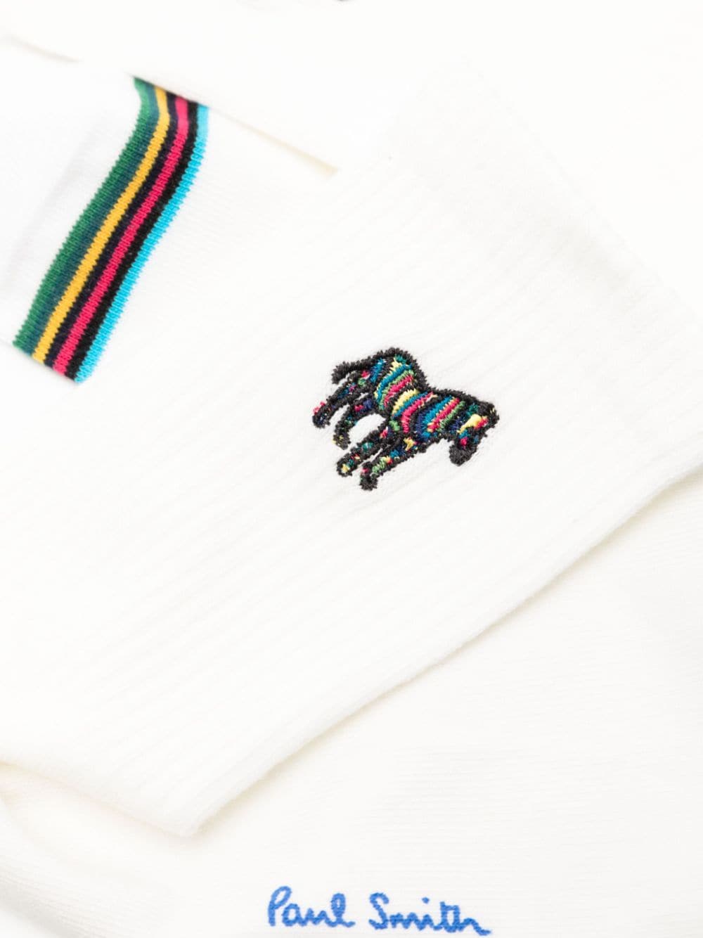 Shop Paul Smith Embroidered-motif Cotton-blend Socks In White