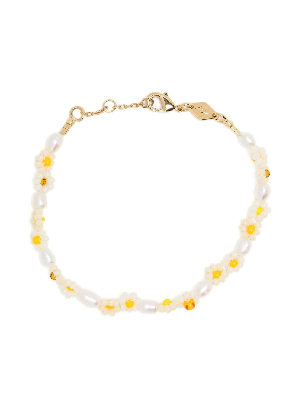 Shop Anni Lu Daisy Flower Pearl Bracelet In Weiss