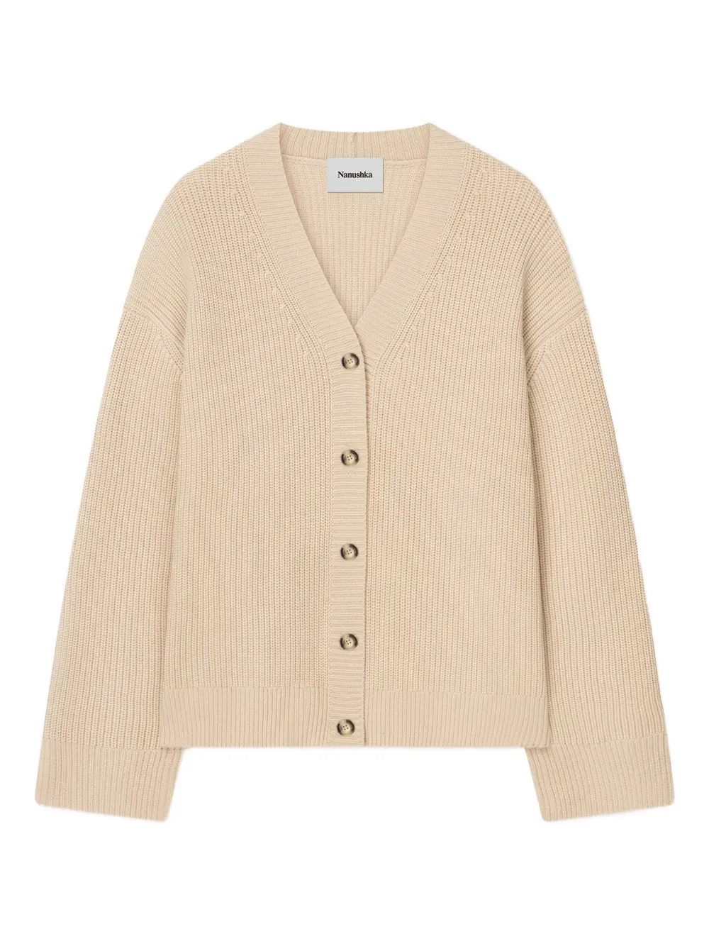 Nanushka ribbed V-neck cardigan Beige