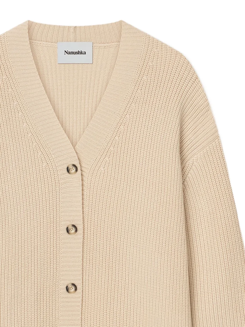 Nanushka ribbed V-neck cardigan Beige