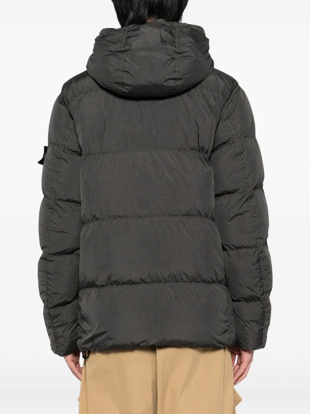 Yves Salomon Logo-patch Hooded Puffer Jacket In Gray