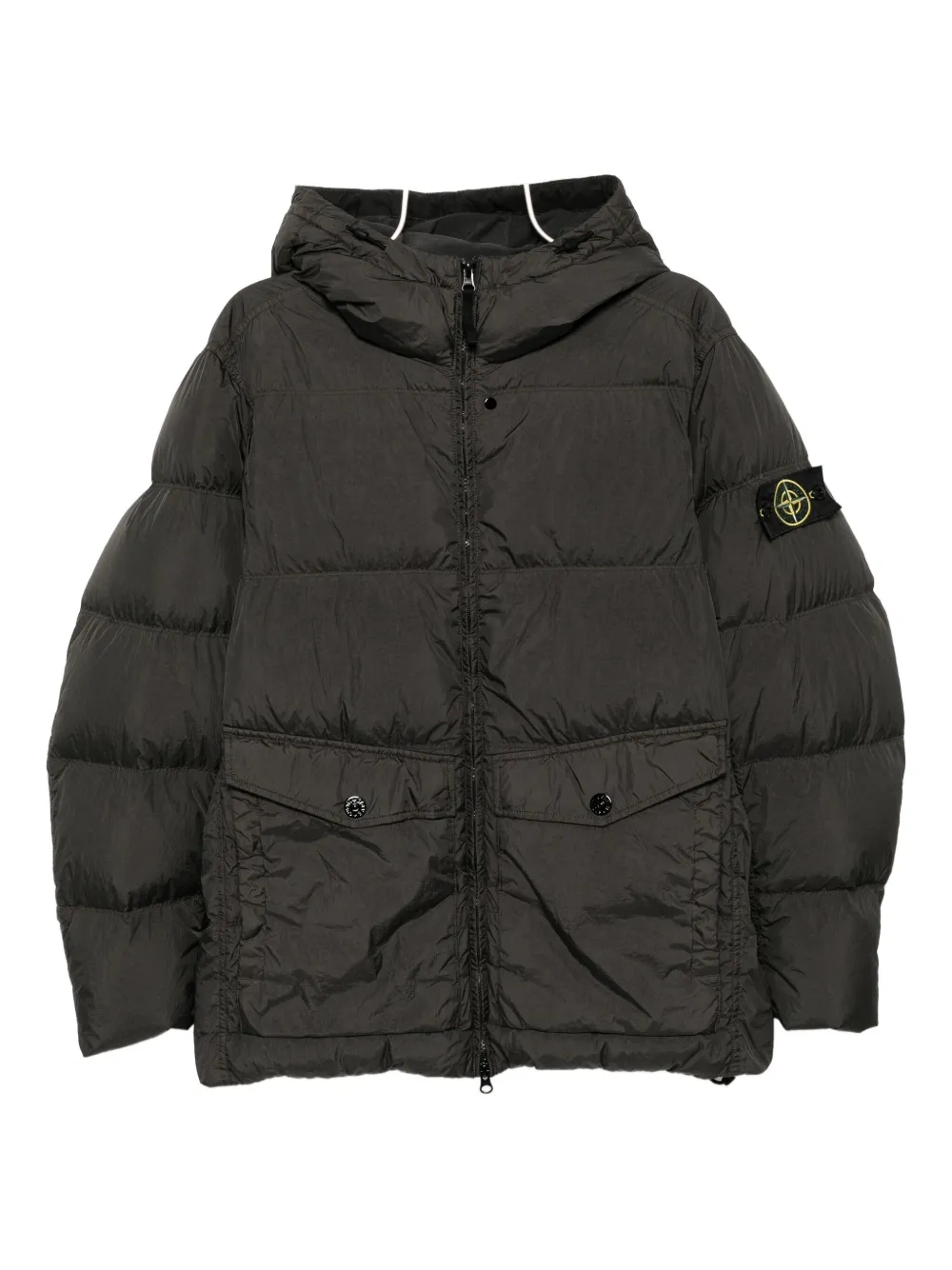 Yves Salomon Logo-patch Hooded Puffer Jacket In Gray