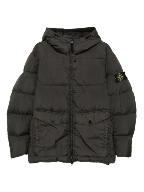 Yves Salomon logo-patch hooded puffer jacket 