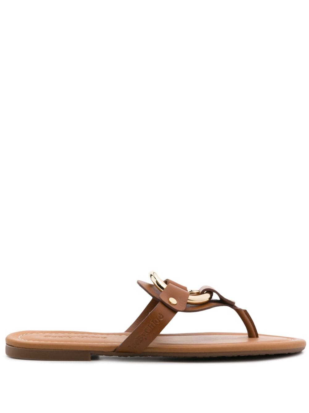 Shop See By Chloé Hana Ring-detail Leather Slides In Brown