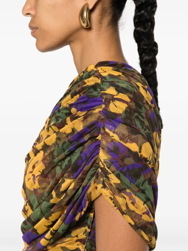 Saint Laurent one-shoulder Ruched Mini Dress | Brown | FARFETCH