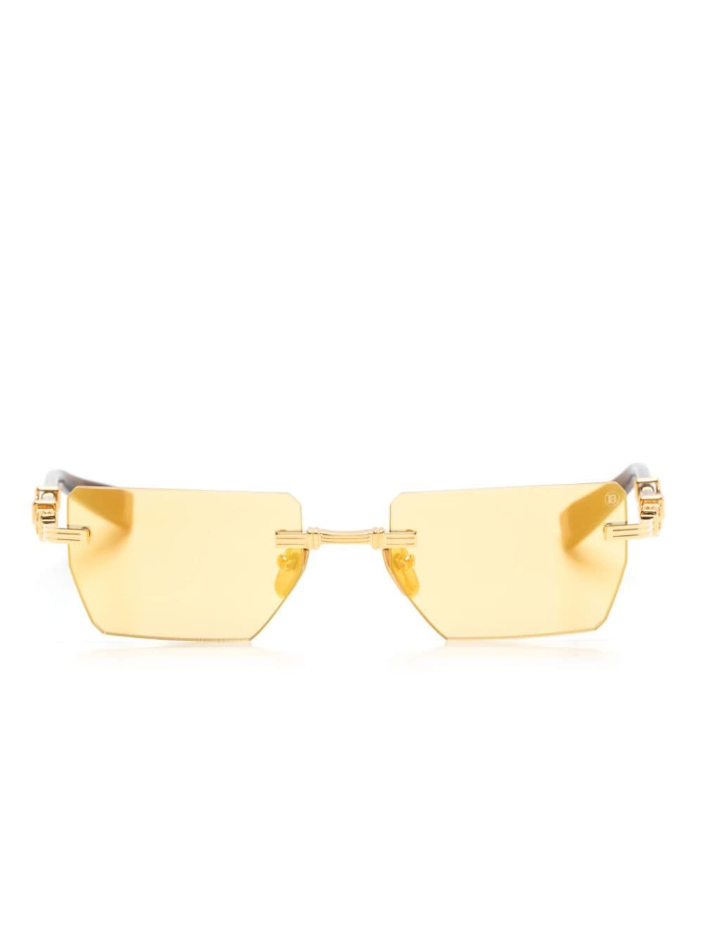 Balmain Eyewear Pierre 几何形镜框太阳眼镜 In Gold