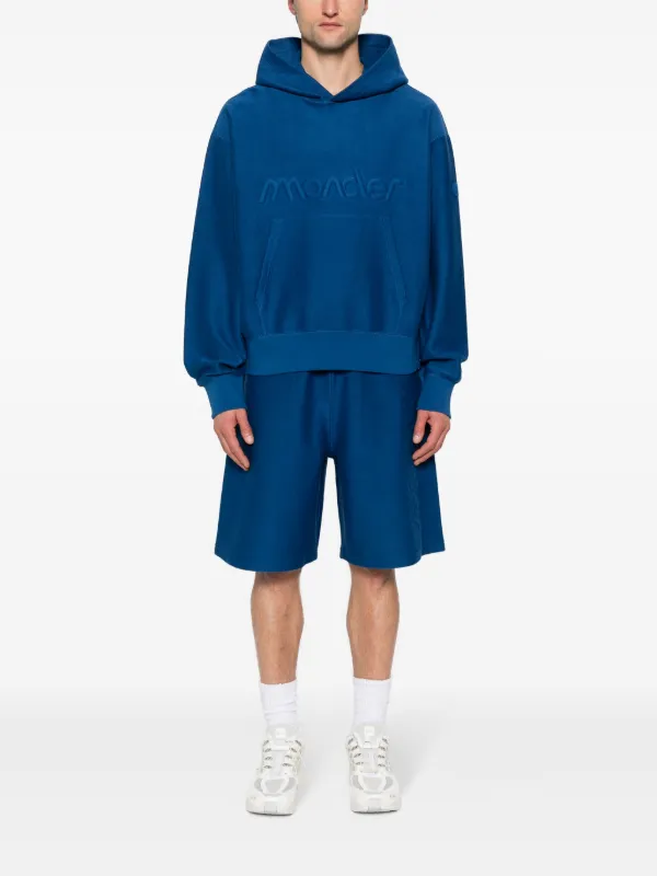 【MONCLER】EMBOSSED LOGO HOODIE パーカー ロゴ Moncler logo-embossed terry-cloth Hoodie | Blue | FARFETCH