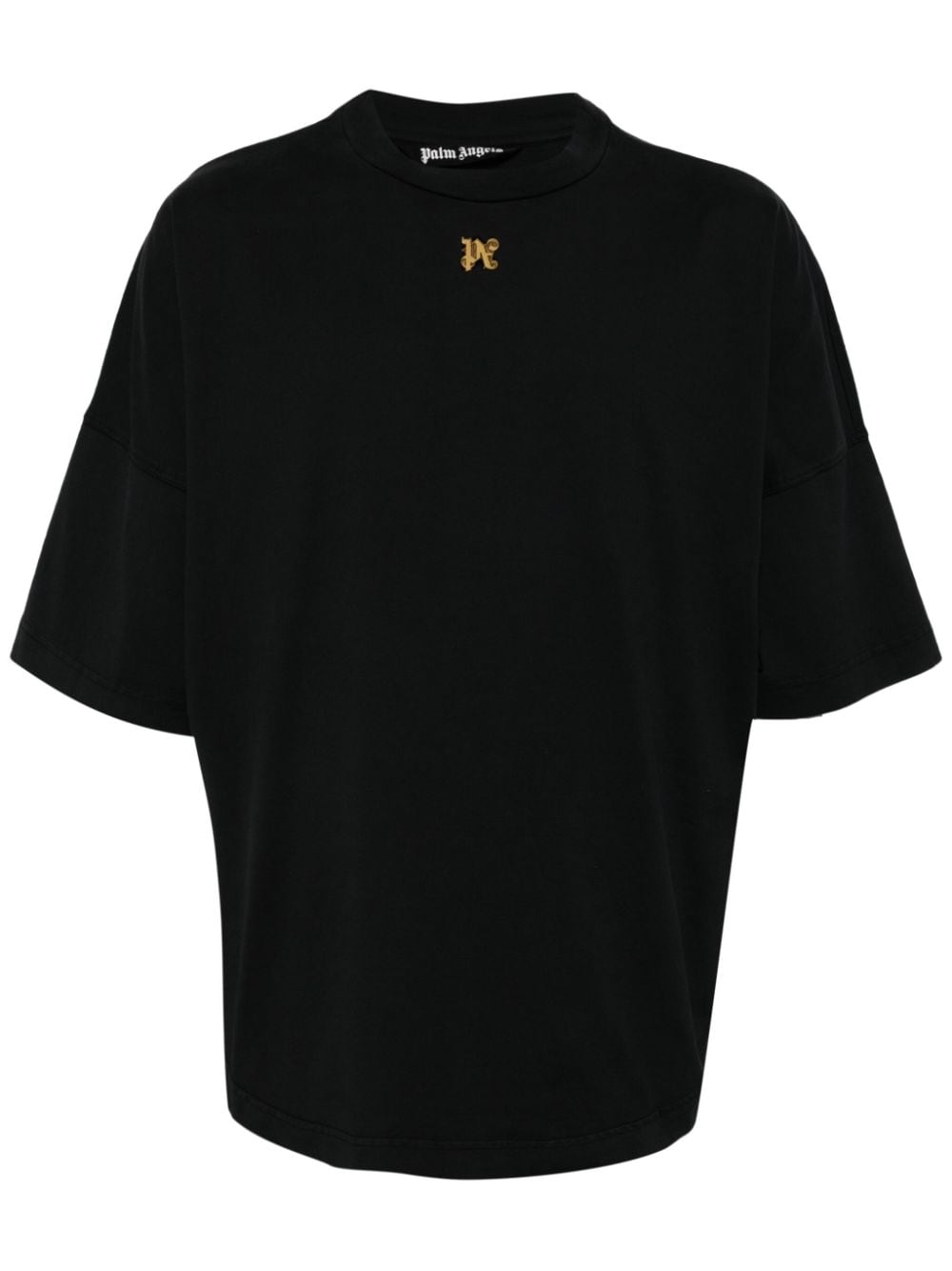 Shop Palm Angels Smoke-logo Cotton T-shirt In Black