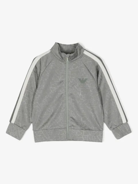 Emporio Armani Kids monogram-jacquard side-stripe track jacket