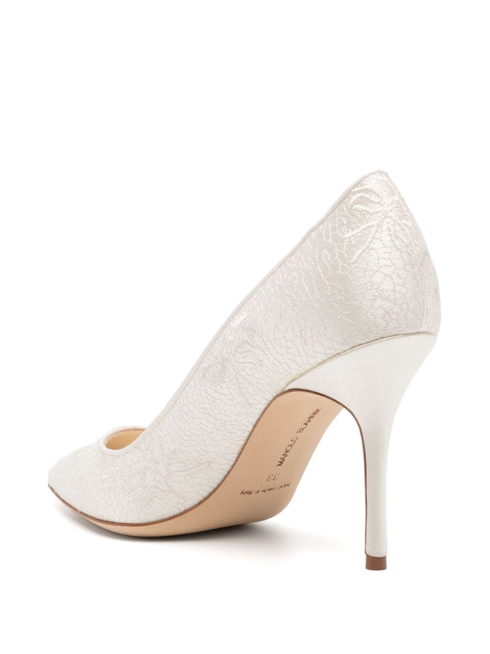 Manolo Blahnik Berola embroidered 90mm pumps White