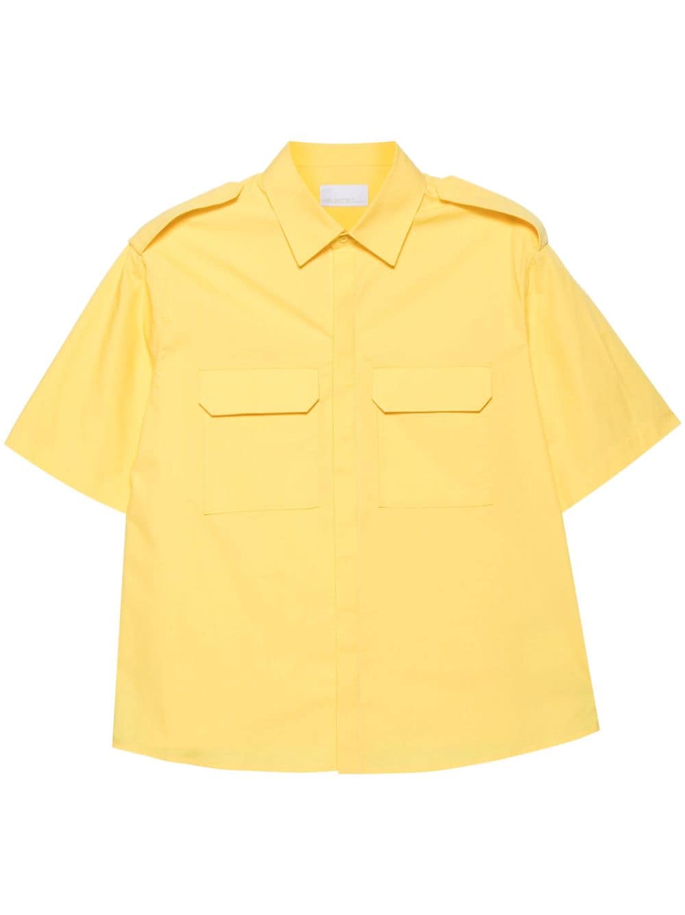 Neil Barrett Short-sleeve Cotton Shirt In 700n Yellow